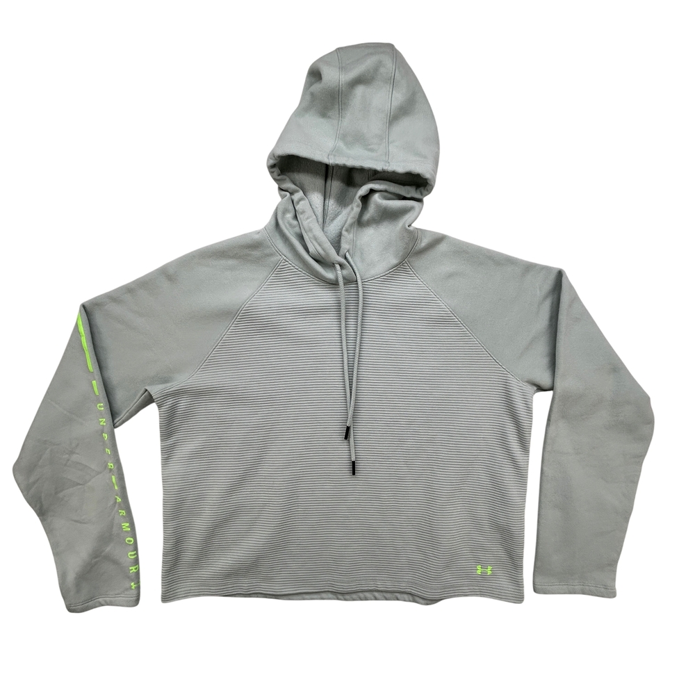 Under Armour Hoodie Womens Medium Loose Fit Pullover Mint Green Neon Logo New